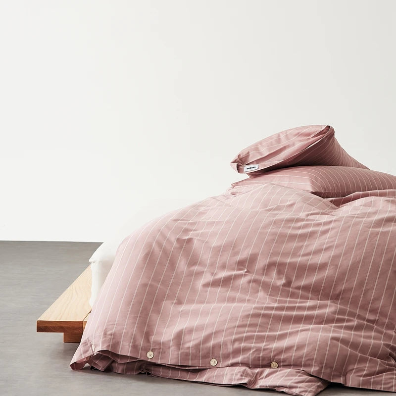 Housse de Couette Coton Rayée Douce pour Toute la Famille