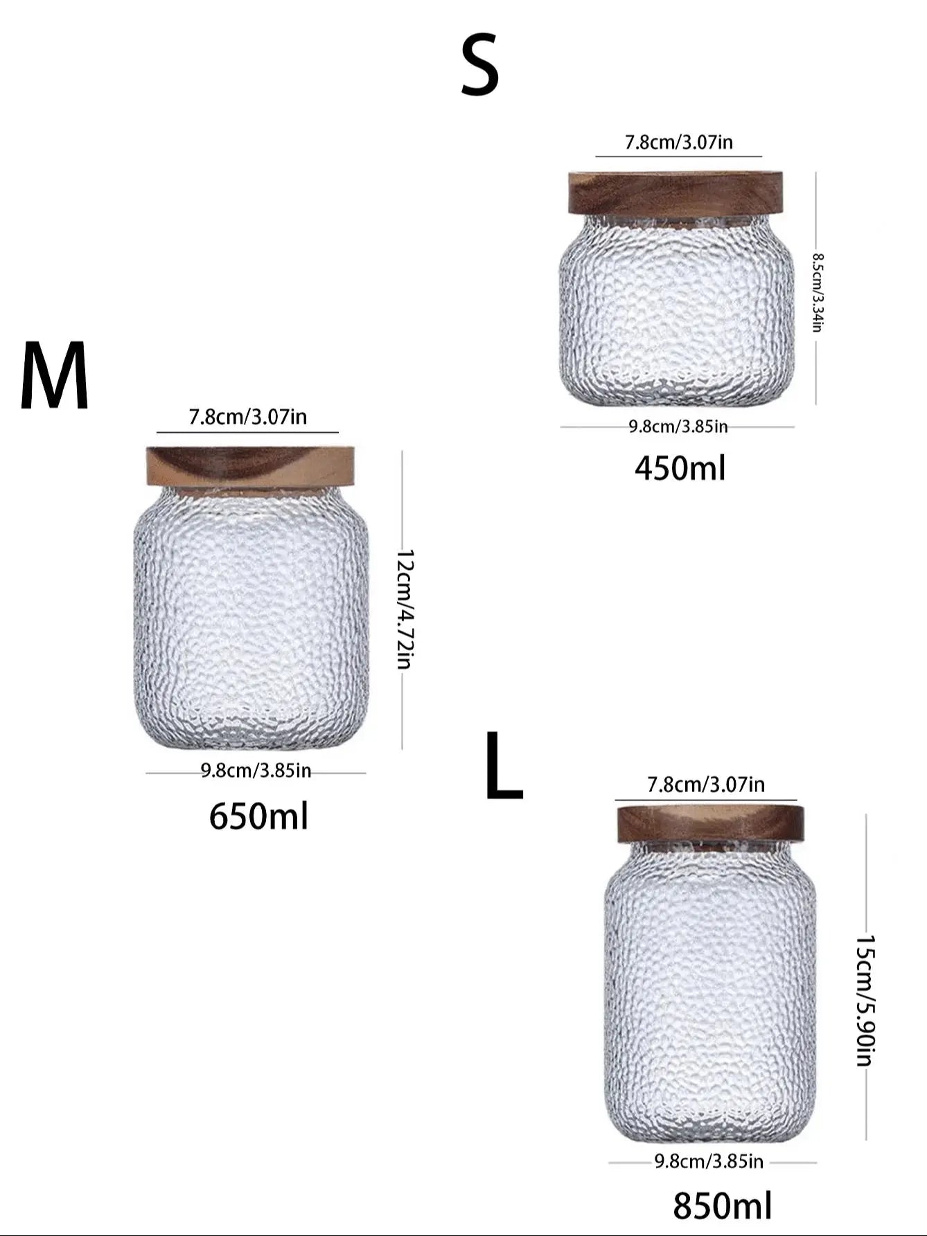 Bocal Hermétique Verre Motif Martelé Style Américain