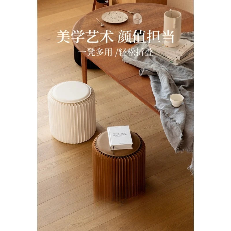 Tabouret Pliable en Carton Kraft - Design Accordéon