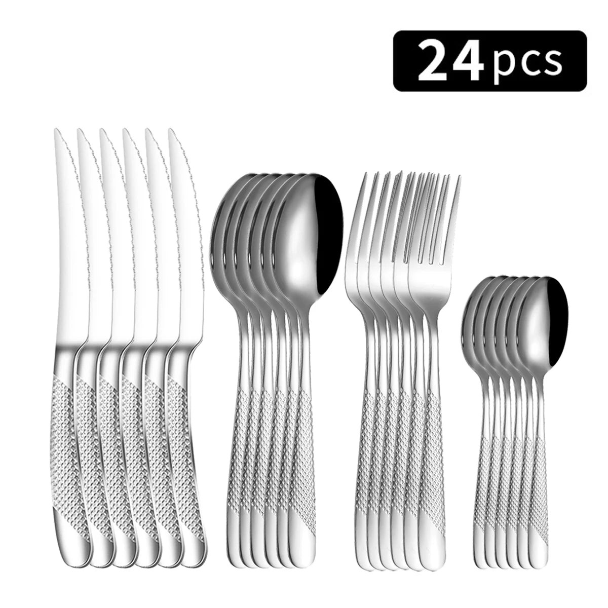 Ensemble Couverts à Steak Étoilé 24 Pièces Inox
