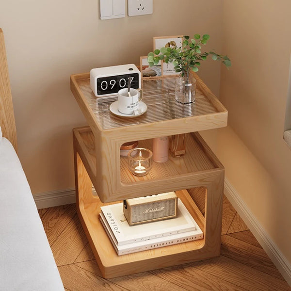 Table de Chevet Étroite en Bois Massif - Design Minimaliste