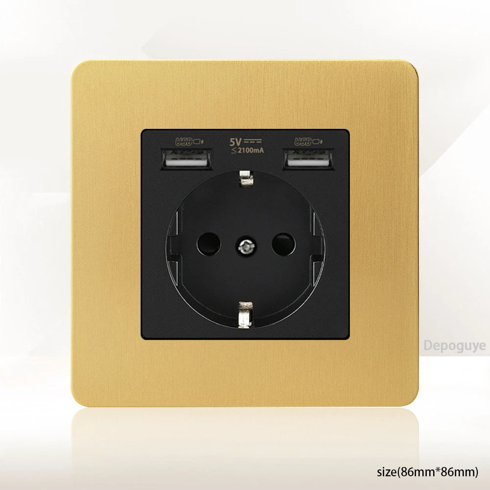 Interrupteur Mural Doré Style Vintage avec Prise USB-C