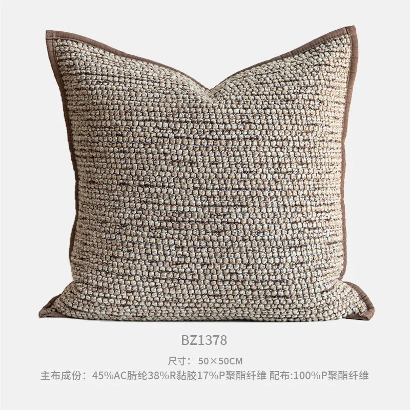 Housse de Coussin Tissée Motif Nœud Format Carré
