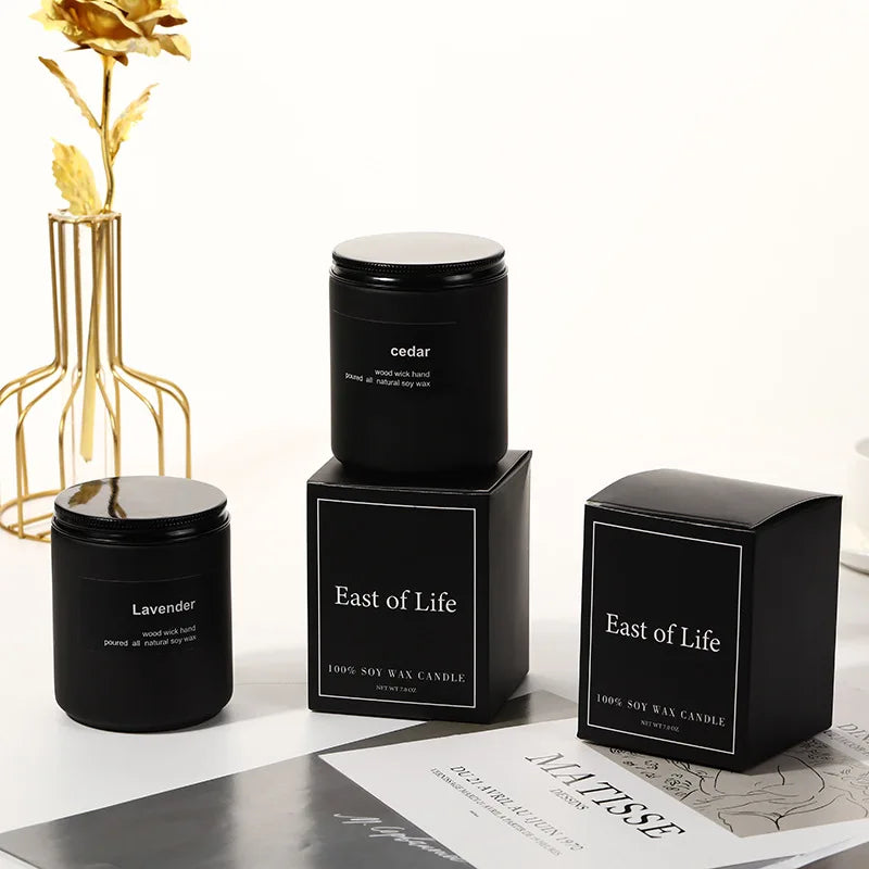 Bougie Parfumée Verre Givré Noir Bois de Santal