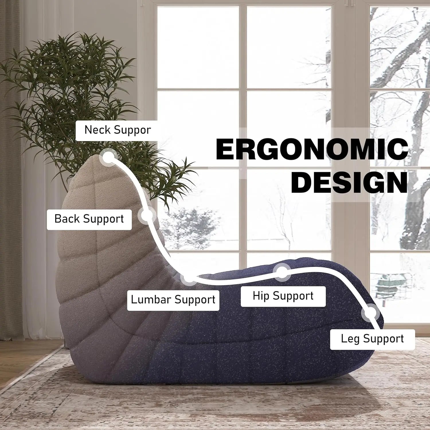 Fauteuil Paresseux Togo en Mousse à Mémoire de Forme
