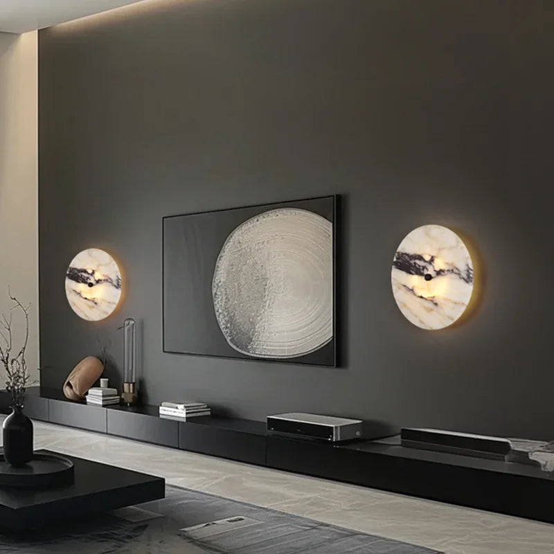 Applique Murale Ronde Pierre Naturelle Luxueuse Salon