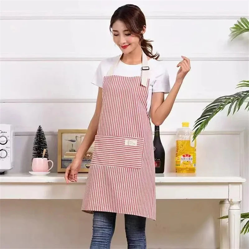 Tablier de Cuisine en Lin Rayé Ajustable