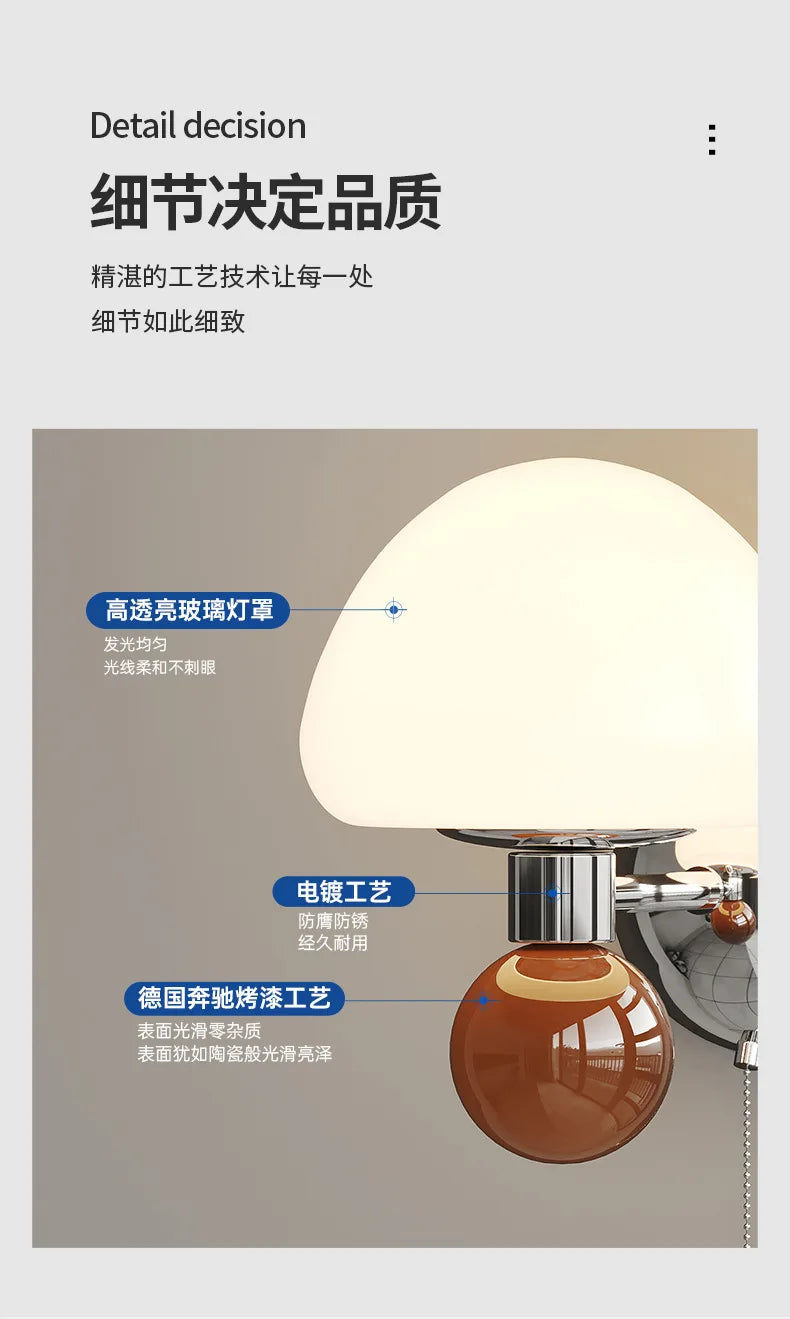 Applique Murale LED Champignon Crème à Tirette Enfant