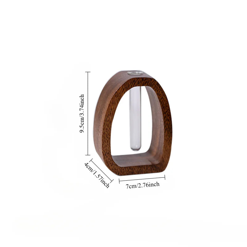 Vase Soliflore en Bois et Verre - Mini Vase à Fleur Unique