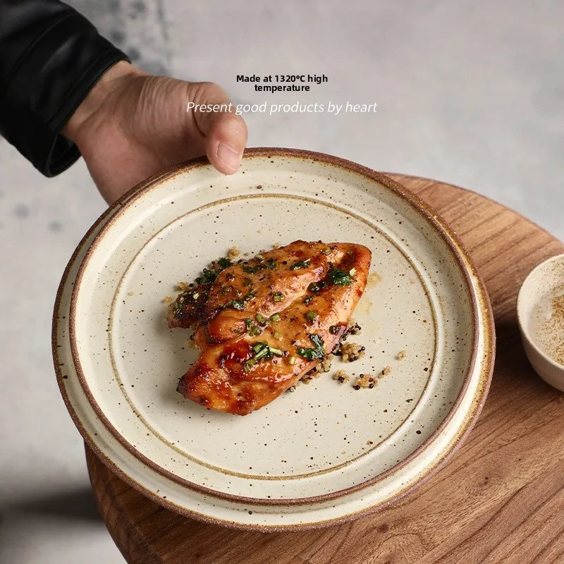 Assiette en Céramique Émaillée Style Rustique Montagne