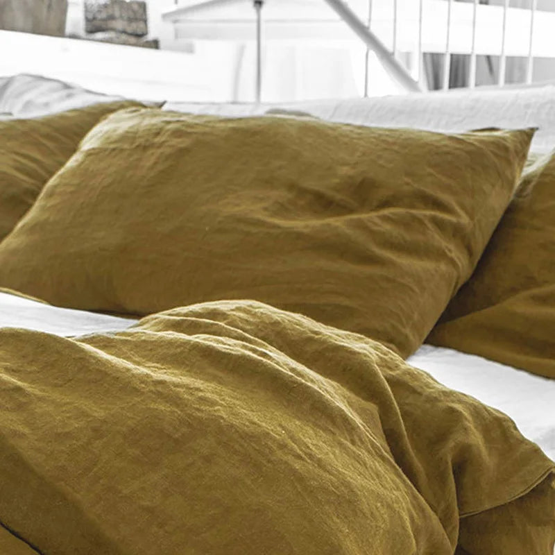 Housse de Coussin Lin Pur Format Enveloppe Coloris Uni