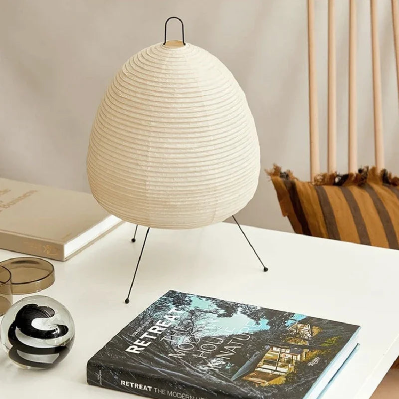 Lampe de Table en Papier de Riz Style Rétro Artistique