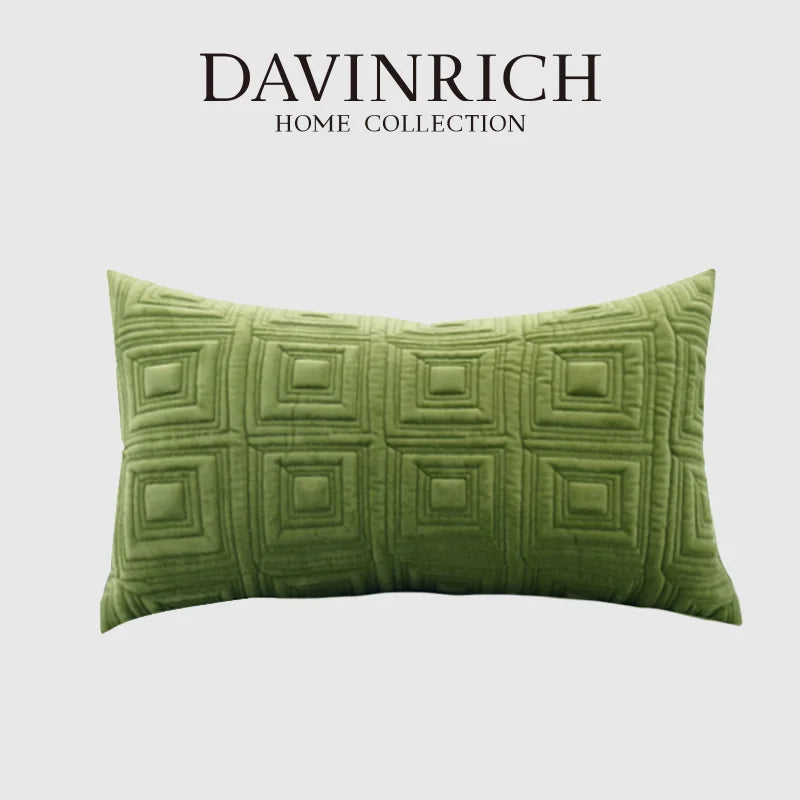 Housse de Coussin Matelassée 3D Motif Géométrique Vert Pistache