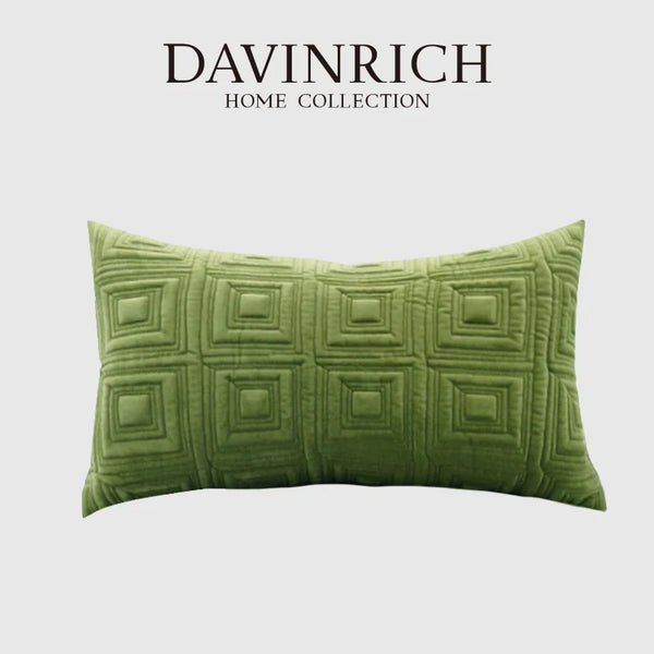 Housse de Coussin Matelassée 3D Motif Géométrique Vert Pistache