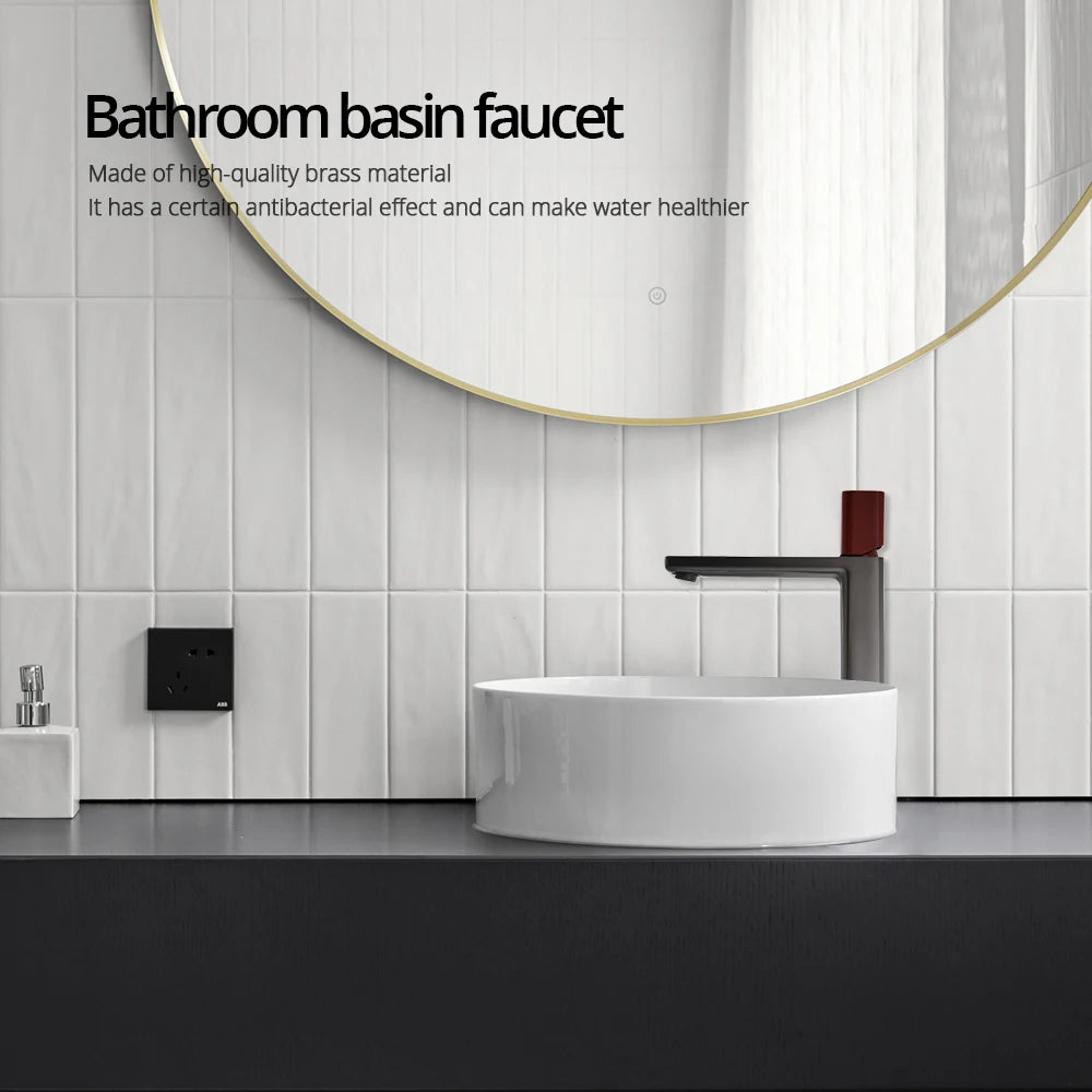 Robinet de Lavabo Carré Gris Anthracite Mitigeur