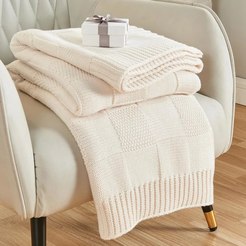 Plaid Tricoté Bohème - Couverture Douce Multi-Usage