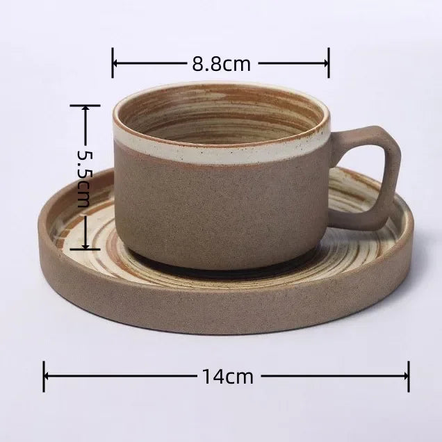 Set Tasse et Soucoupe Grès Style Japonais Fait Main