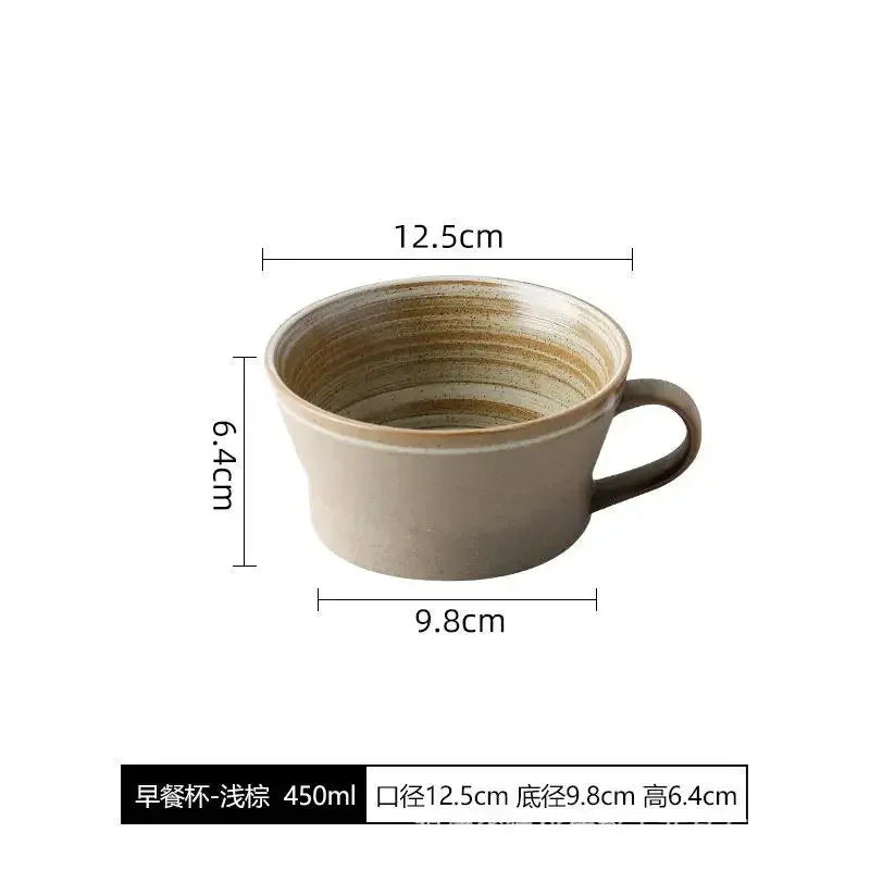 Ensemble Tasses en Poterie Rétro Faites Main avec Soucoupes