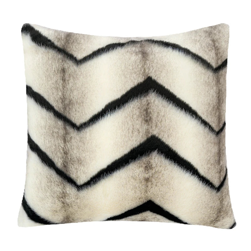 Housse de Coussin Fourrure Renard Sequins Style Italien Moderne