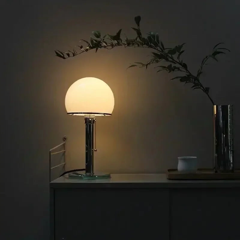 Lampe de Bureau Design Danois - Verre et Métal Chromé