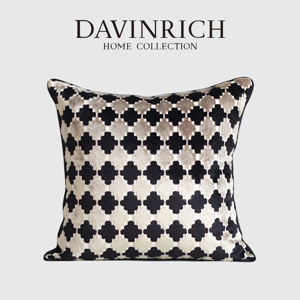 Housse de Coussin Velours Motif Floral Géométrique Rétro Italien