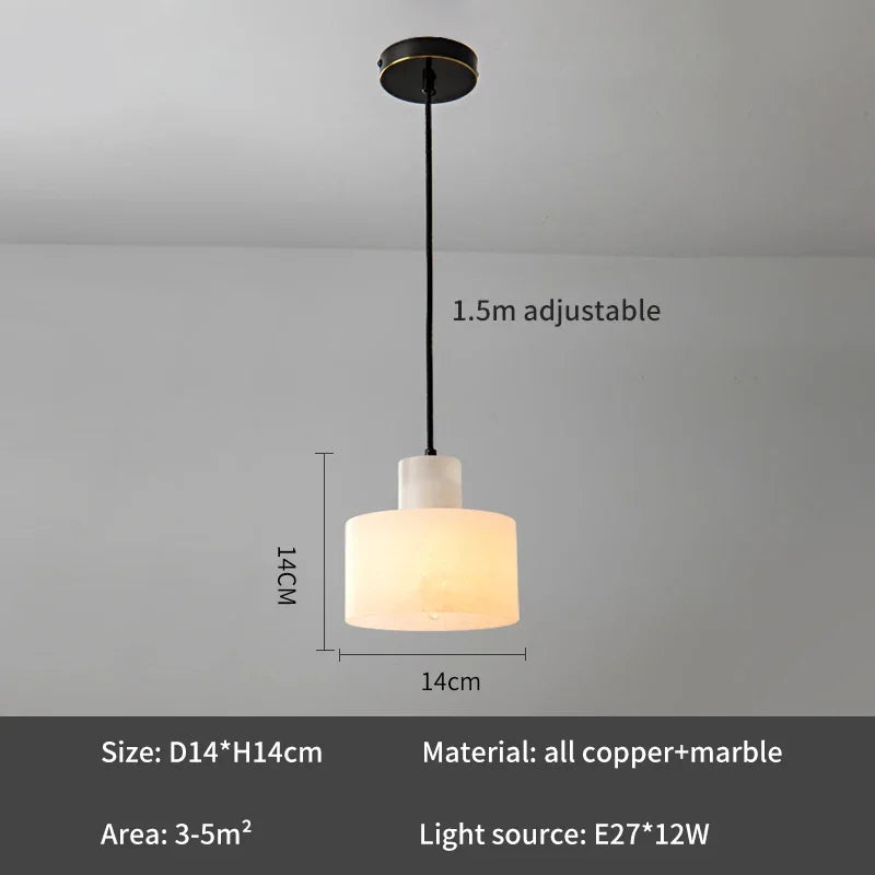 Petit Lustre en Marbre Italien - Chevet et Table à Manger
