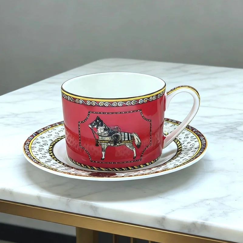 Set de Café Européen avec Soucoupe et Assiette à Dessert
