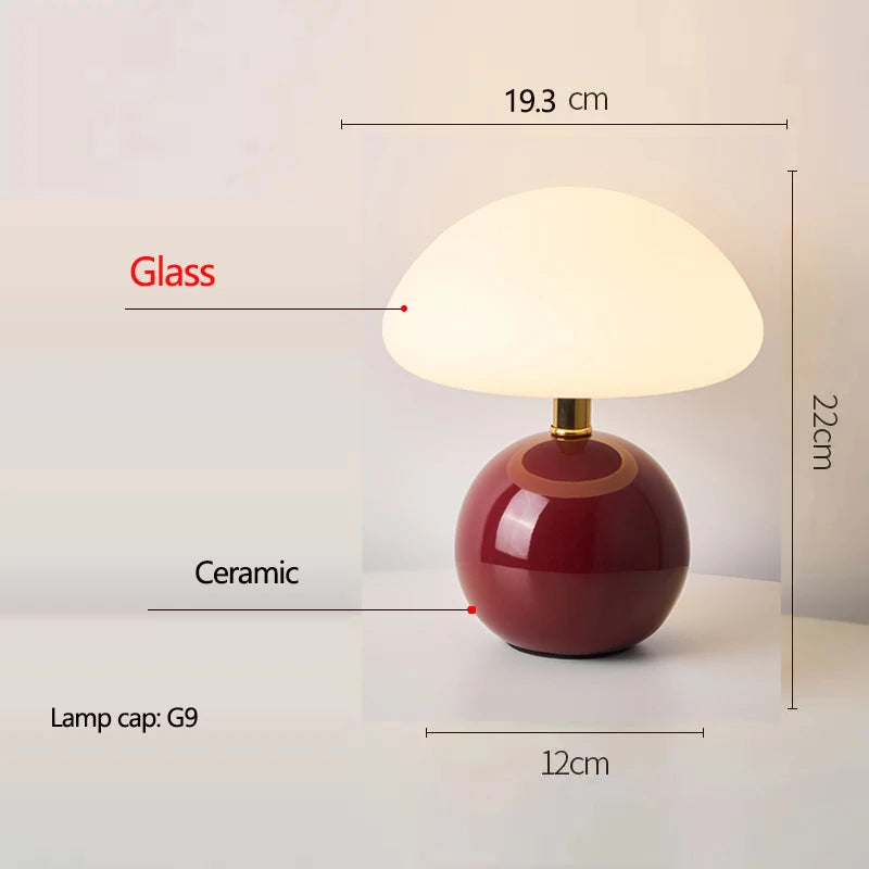Lampe de Table Champignon en Céramique - Style Nordique Crème