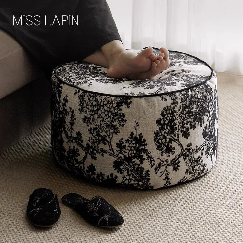 Housse de Coussin Futon Brodée - Style Tatami Épuré