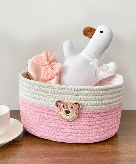 Panier en Corde de Coton Tressée pour Rangement