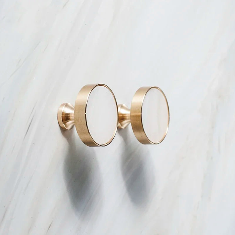 Natural Stone & Brass Knob – Cabinet Hardware