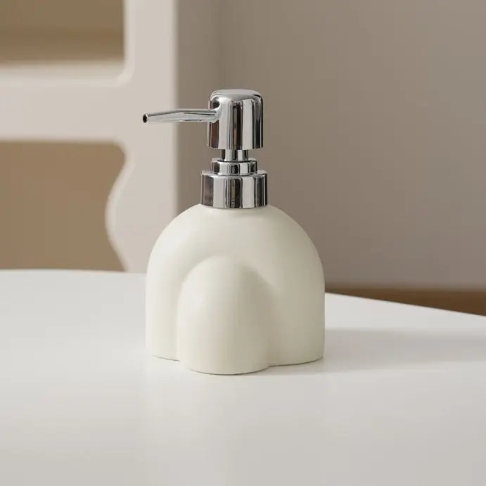 Distributeur de Savon Céramique Motif Encre Rayé