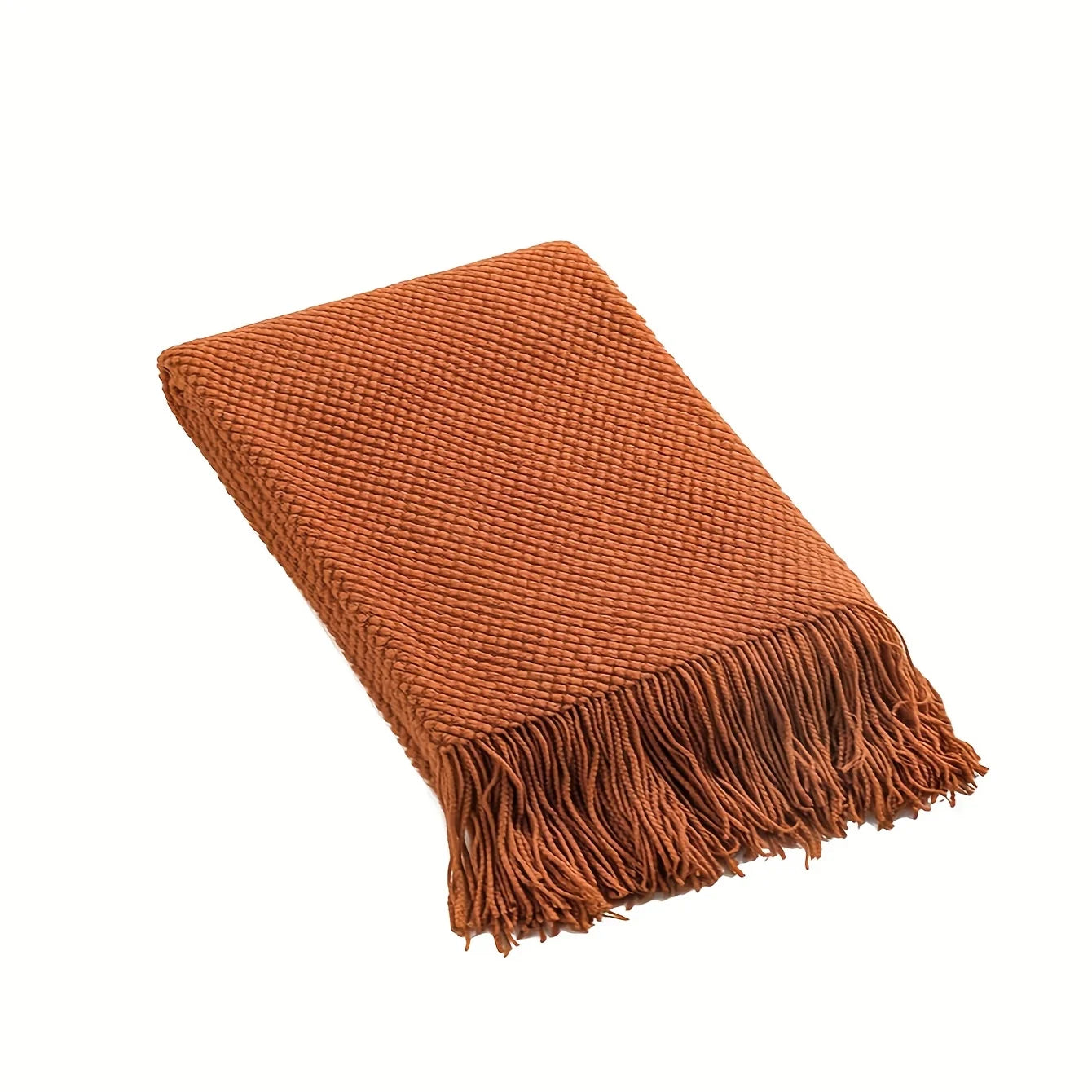 Jeté en Tricot à Pompons - Ton Morandi Orange