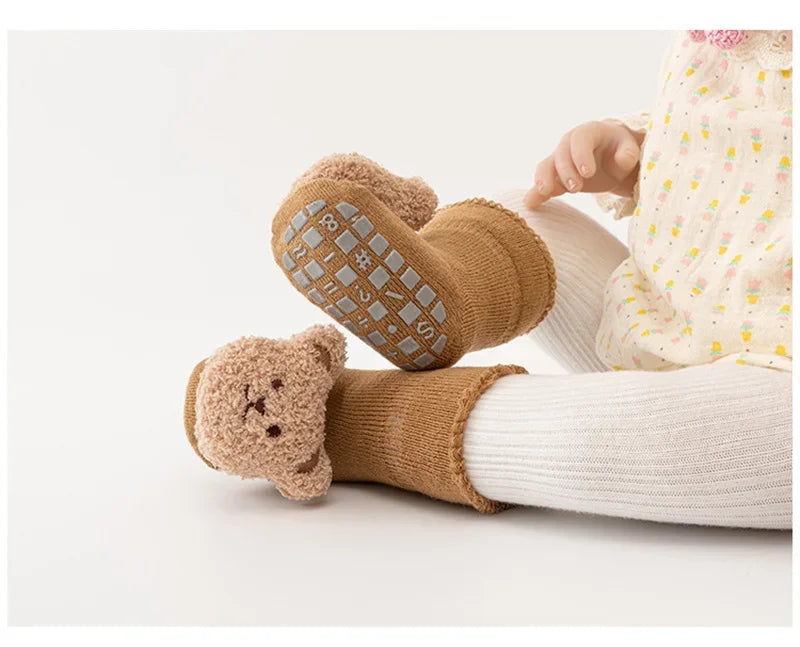 Chaussettes Bébé Antidérapantes Motif Ourson