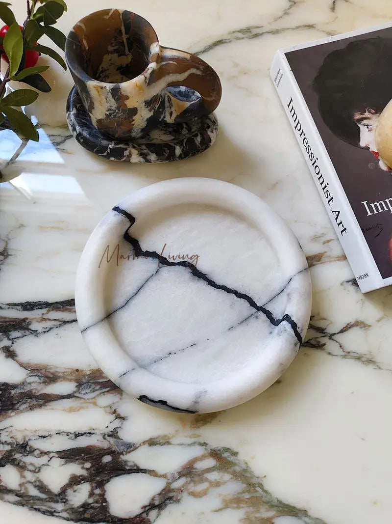 Vide-Poche en Marbre Naturel Calacatta - Design Sculptural