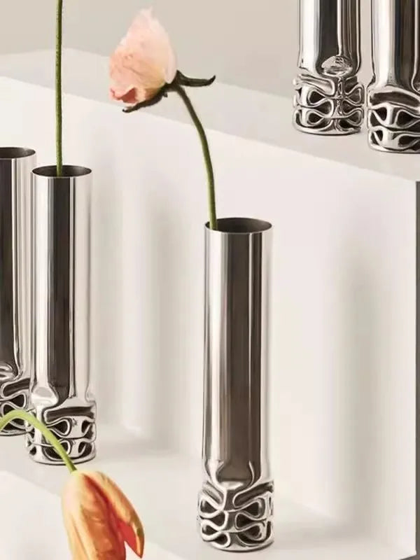 Slender Stainless Steel Vase – Nordic Tabletop Decor, 25cm