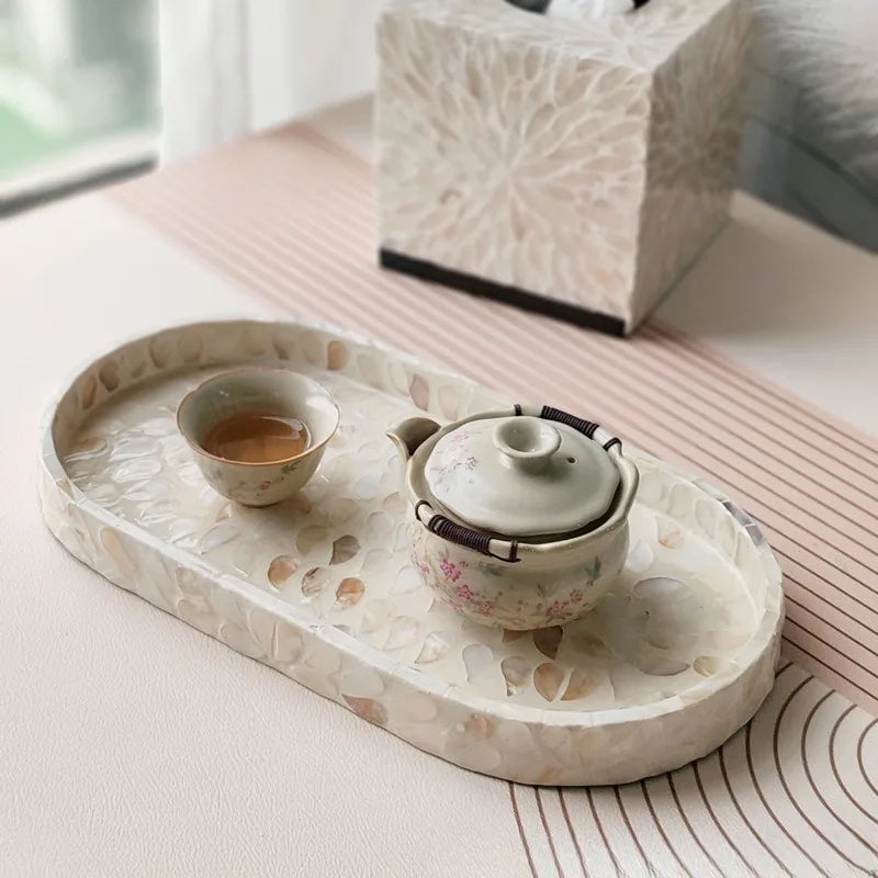 Plateau Coquillage Naturel Ovale Style Nordique Luxueux