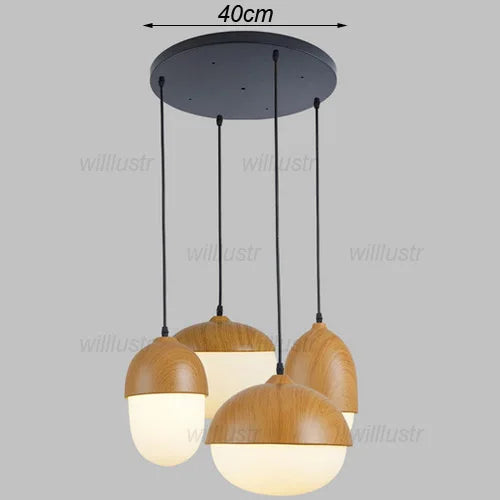 Suspension Créative Effet Noix Bois Métal et Verre