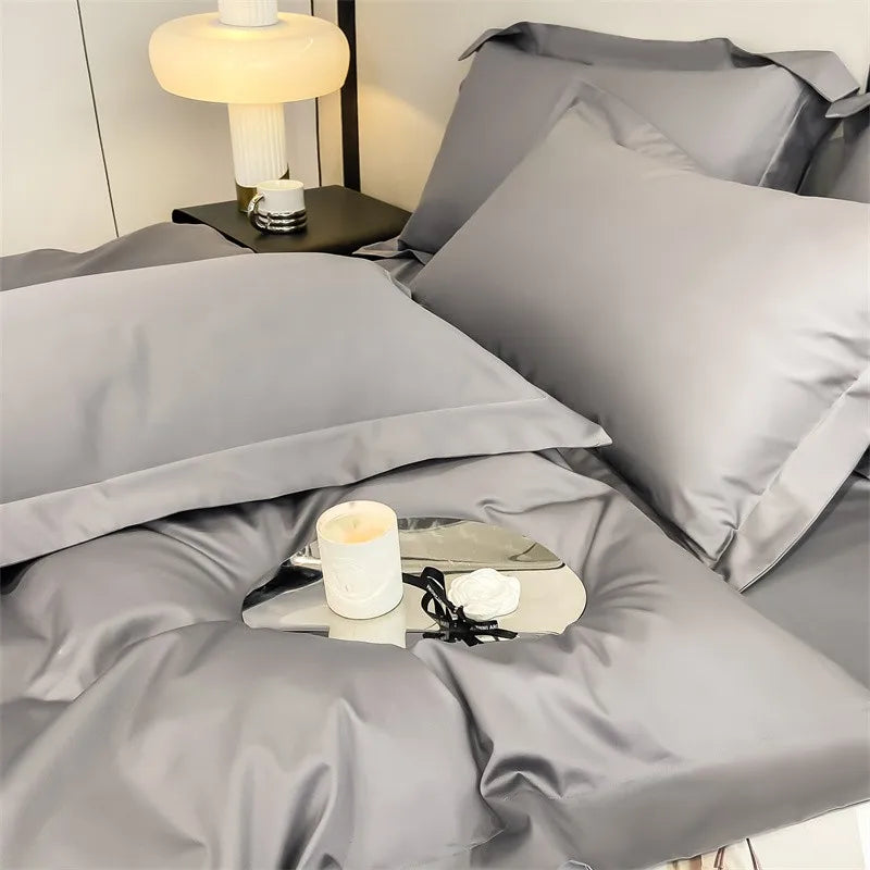 Parure de Lit Coton Égyptien 1000TC Ultra Douce 4 Pièces