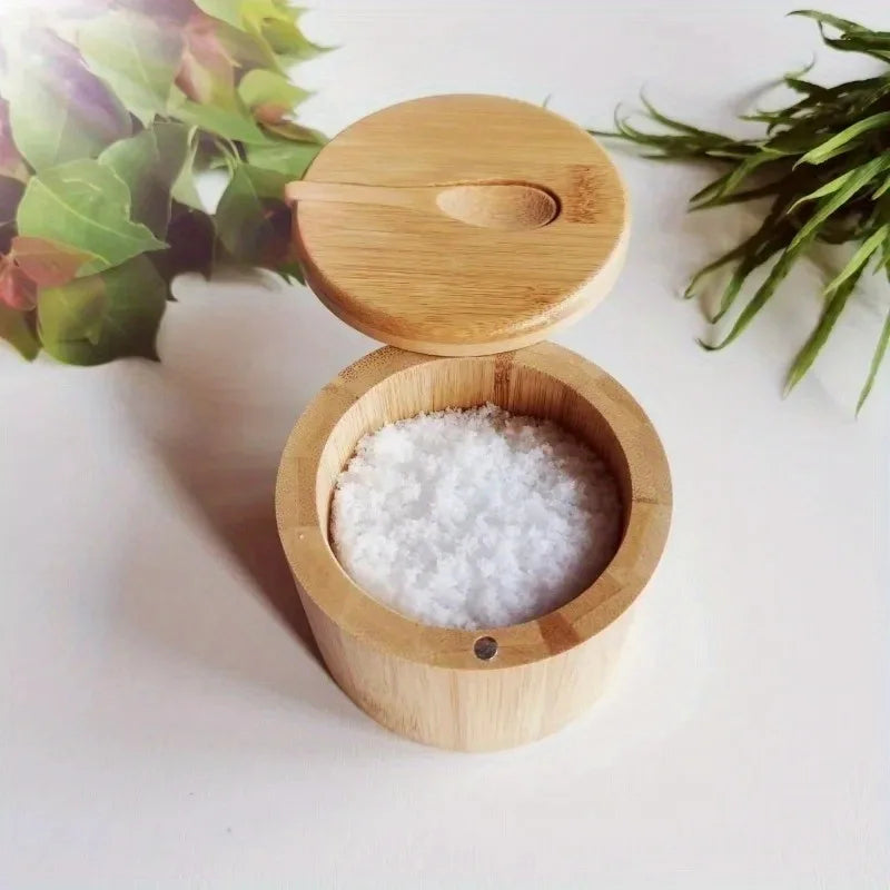 Ensemble Pots à Épices en Bambou avec Couvercles Multi-Bols