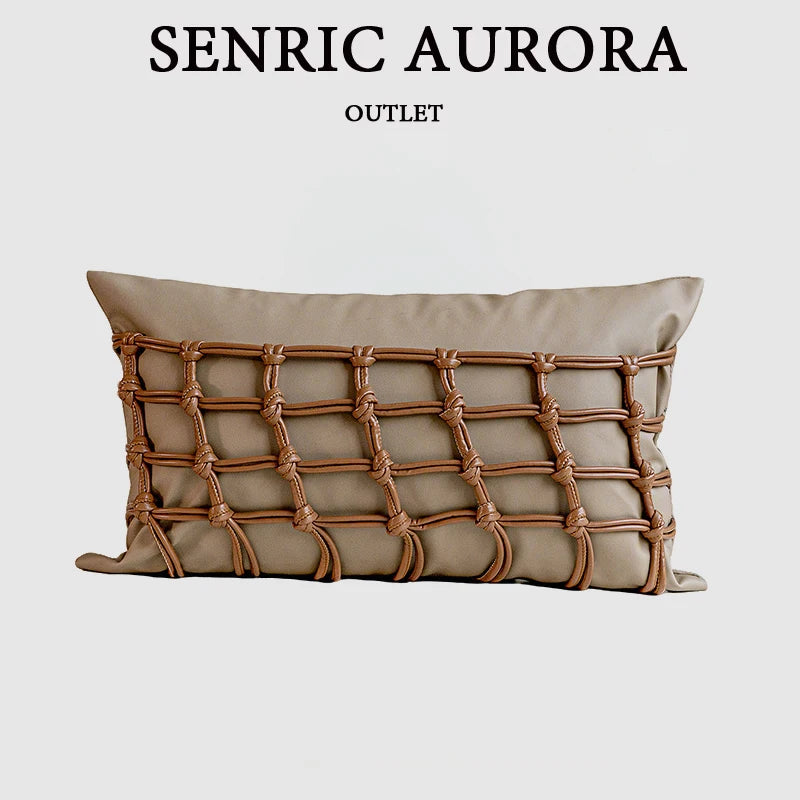 Housse de Coussin Filet Noué Café Style Sac à Mailles