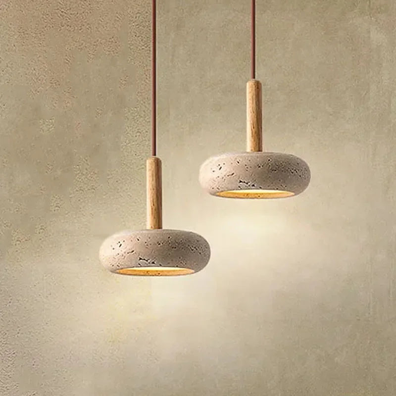 Suspension Wabi-Sabi en Travertin - Forme Ronde