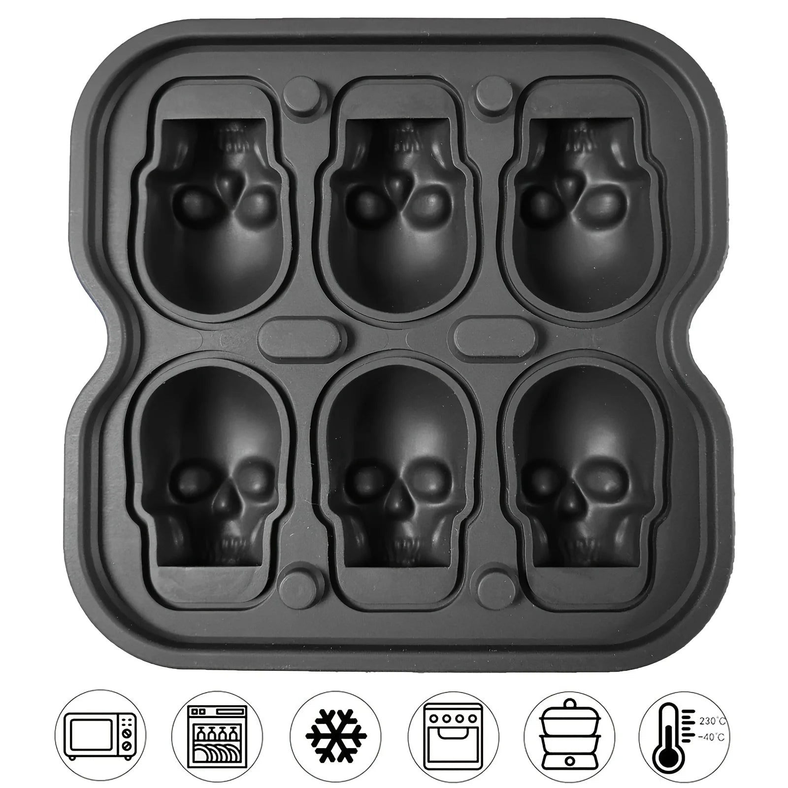 Moule à Glace Crâne 3D en Silicone Flexible
