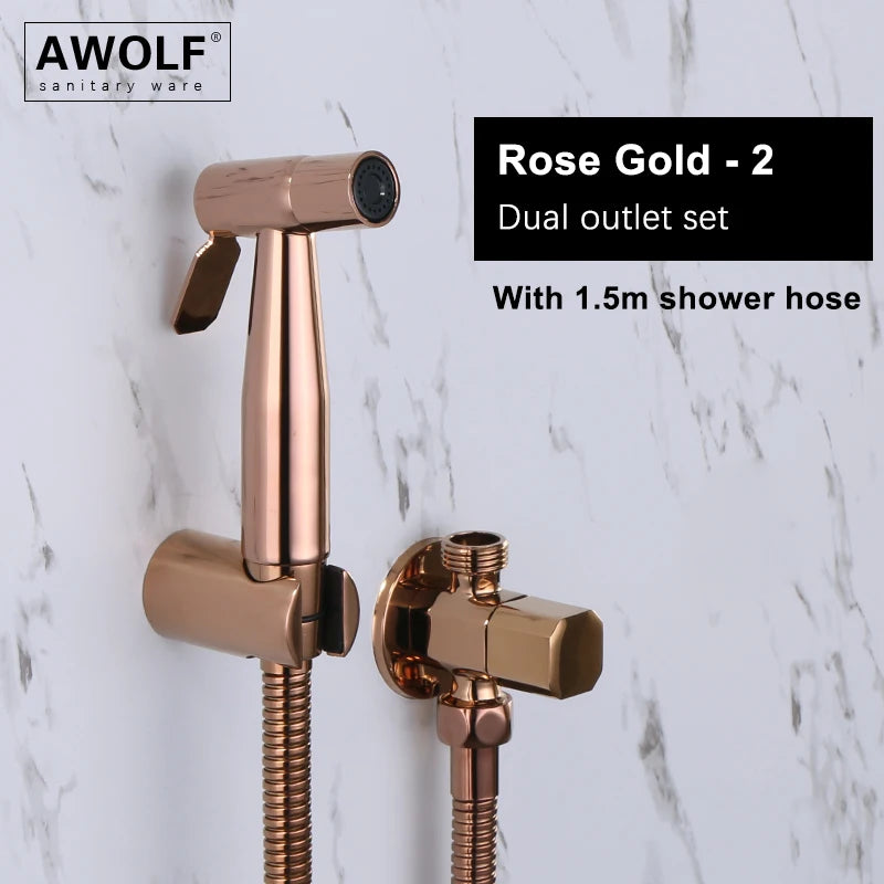 Douchette WC Portable en Acier Inoxydable Or Rose