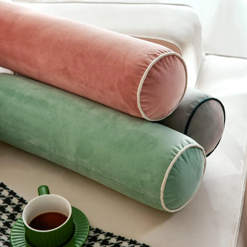 Coussin Traversin Velours - Bordure Passepoilée