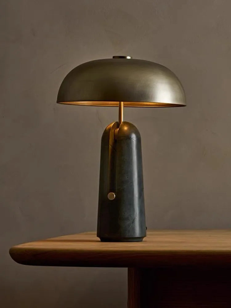 Lampe de Table Champignon en Travertin Style Wabi-Sabi