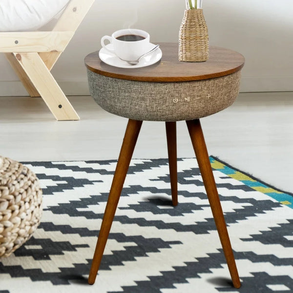 Table Basse Connectée - Chargeur Sans Fil et Enceinte Bluetooth