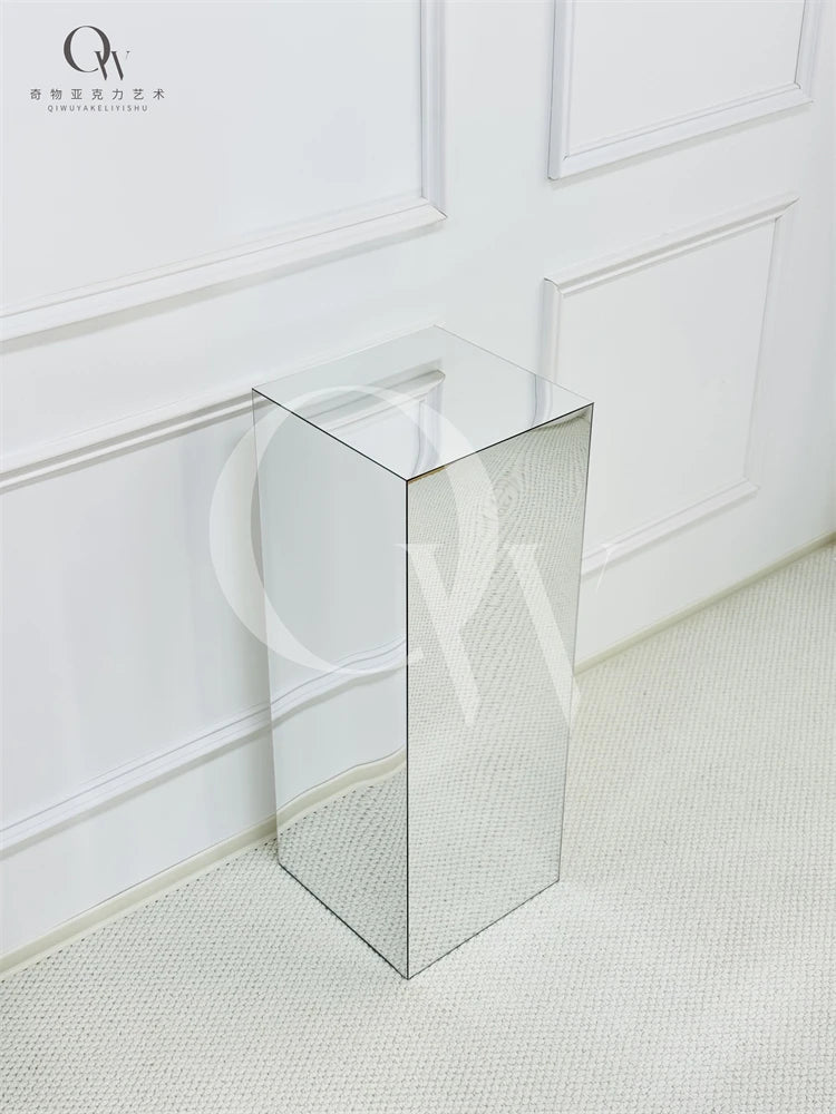 Square Mirror Side Table – Light Luxury Display Stand, 40x40x40cm