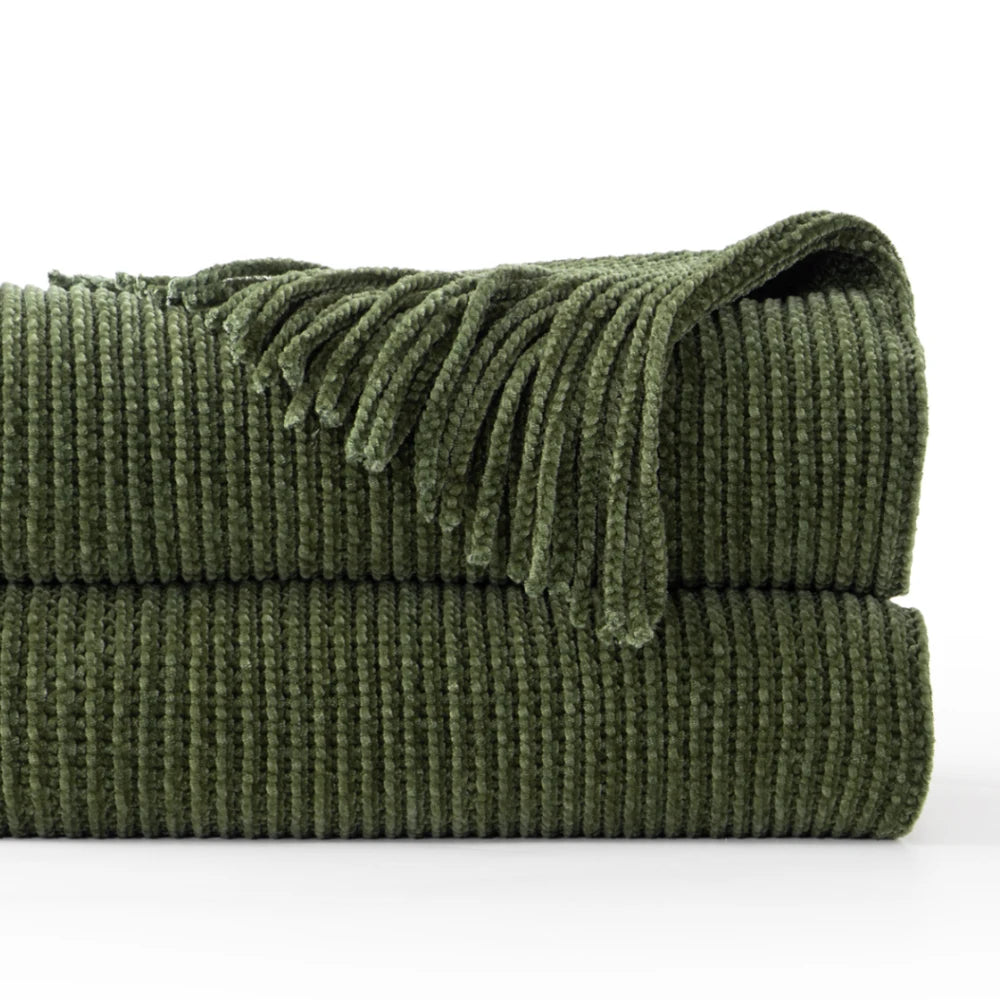 Jeté Chenille à Franges - Style Farmhouse Rouille
