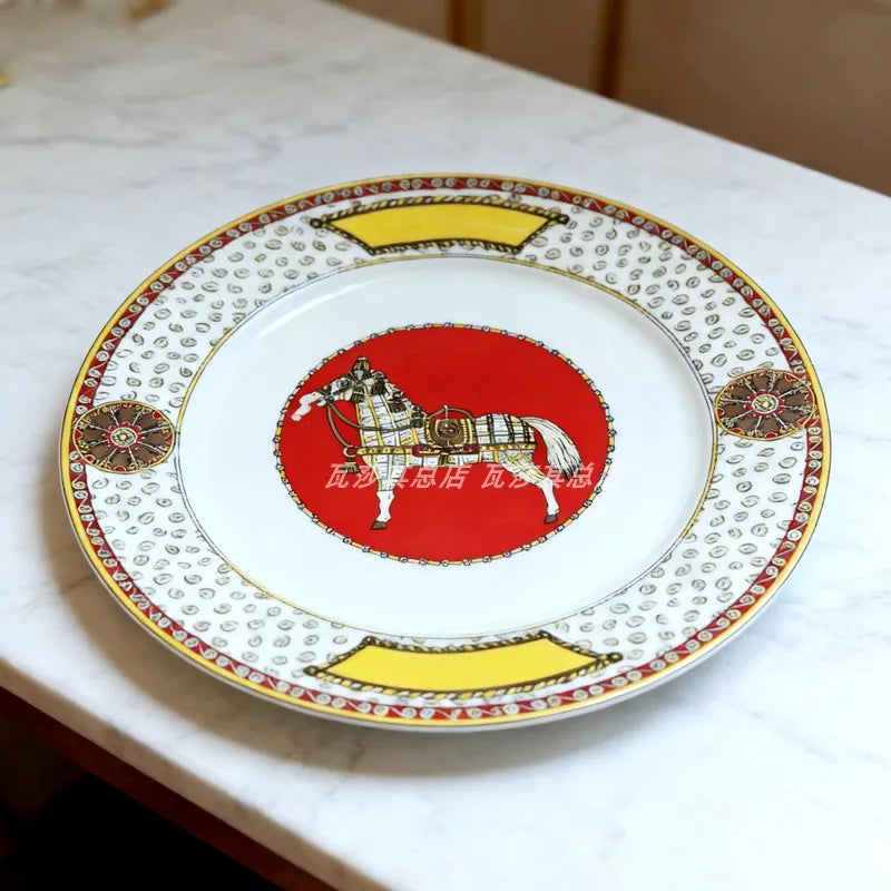 Set de Café Européen avec Soucoupe et Assiette à Dessert